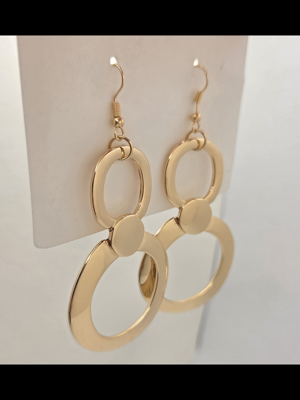 Lorylin Gold Tone Geometric Double Hoop Statement Earrings - NWT